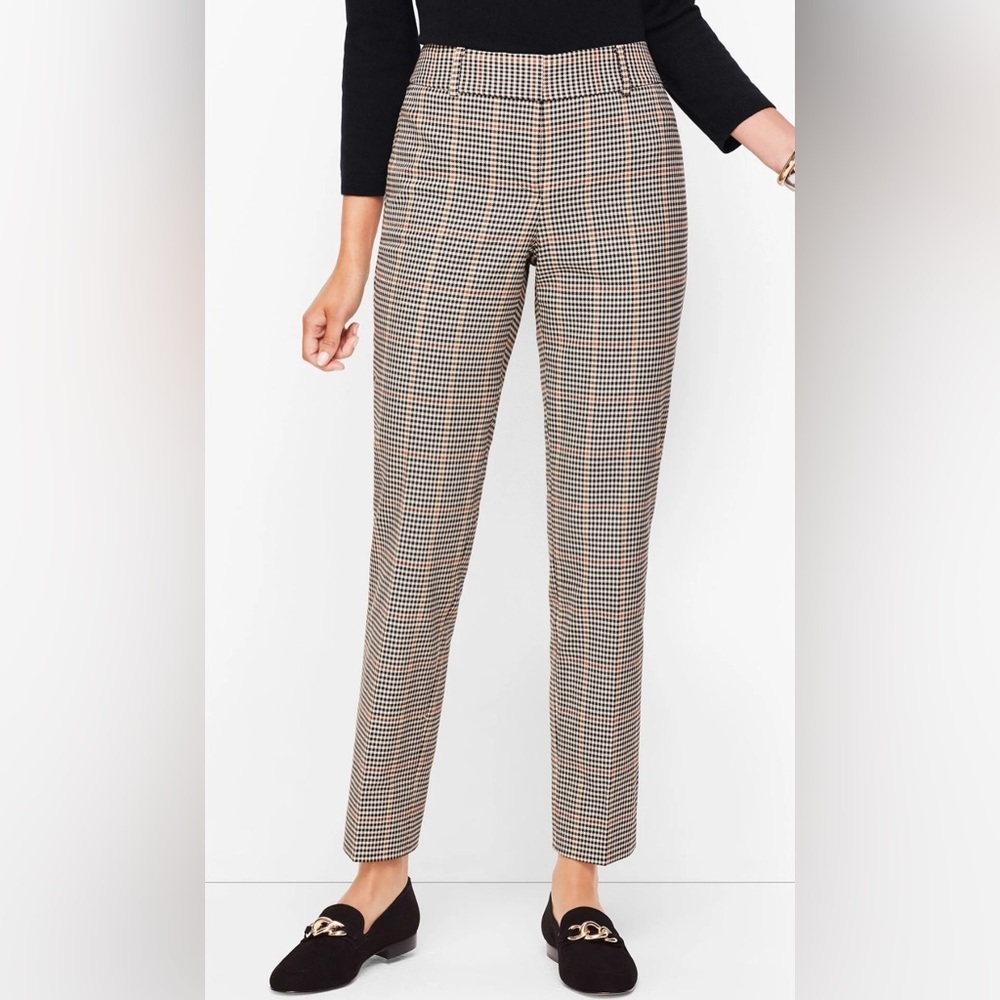 Talbots Women's Black and Tan Checkered Ankle Pants - Picture 2 of 12
